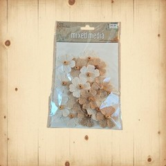 The Paper Studio Mixed Media Package of 18 Pieces Beaded Burlap Daises DIY Craft
