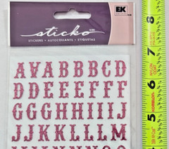 STICKO STICKERS / CARNIVAL ALPHABET SMALL HOT PINK GLITTER