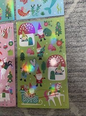 Unknown Brand Holographic Stickers 4 sheets Gnomes Mermaids Christmas Trees Dolp