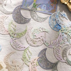 30X Lace Moon Bloom Paper Die Cut Stickers Journal Album Diy Scrapbooking Crafts