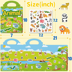 6 Sets Reusable Sticker Book for Toddlers 3-6, Jelly Stickers Book for Kids, Tra