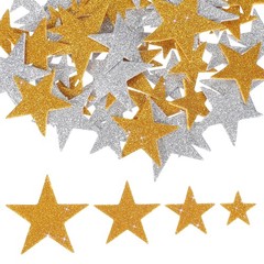 140 x Star Foam Stickers EVA Self Adhesive Glitters, Golden/Silver