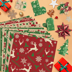 60 Sheet Christmas Pattern Paper, Merry Christmas Scrapbook Papers, Double-Sided