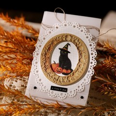 Halloween 2 Small Rub On Transfers Stickers Witch Crafts for Paper Wood Fabric