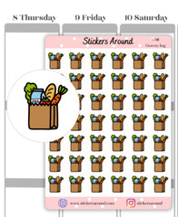 Grocery Bag Icon Sticker, Grocery Shopping Sticker, Calendar and Journal Sticker