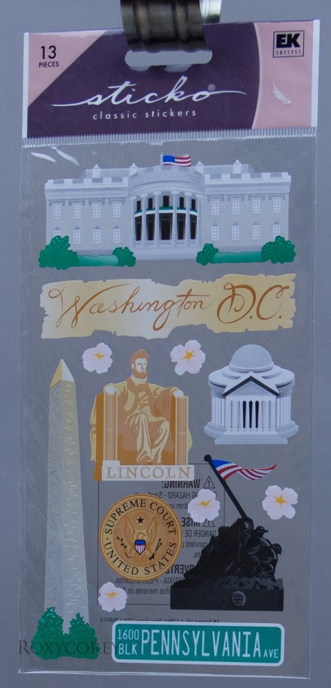 EK Success Sticko 13 pc Washington DC Scrapbook Stickers NEW
