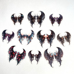 Dragon Dark Fairy Wing Stickers Gothic Fantasy Junk Journal Collage (C)