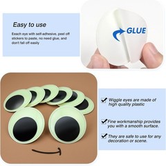 Glow in The Dark Wiggle Eyes 50mm Plastic Self Adhesive Luminous Craft Stickers