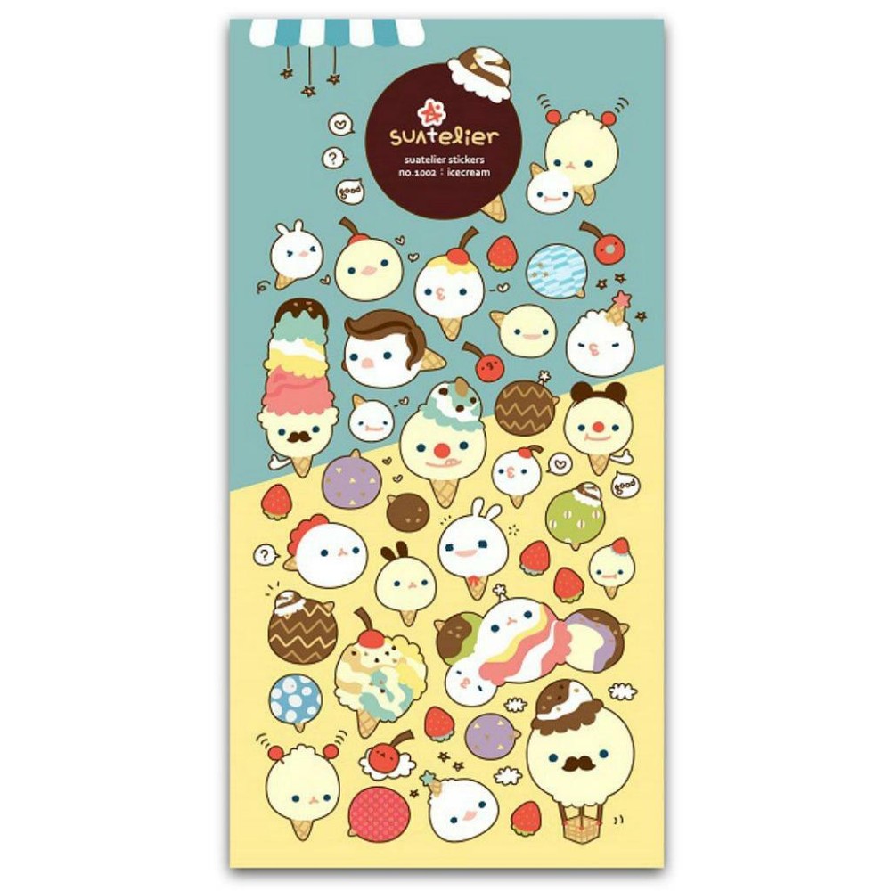 CUTE ICE CREAM STICKERS Dessert Food Paper Sticker Sheet Kids Craft Scrapbook
