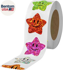 700Pcs Smiley Face Star Stickers for Kids Reward,1Inch 8 Colored Sparkly Foil St