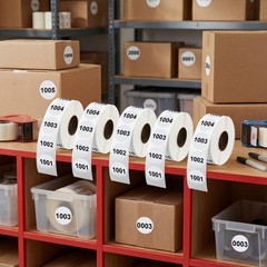 5000 PCS White Round Sequential Number Labels 1″ – 5 Rolls 0001-5000 for Invento