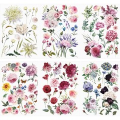 6 Sheets Spring Flowers Rub on Transfers Vintage Rose for M, As shown