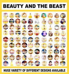 100 Precut BEAUTY AND THE BEAST BOTTLE CAP CHARM TRAY IMAGES PRINCESS BELLE 1 in