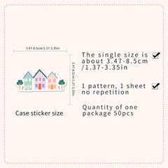 50 Hand-Drawn House Stickers – Waterproof Vinyl for Journal, Notebook, Scrapbook