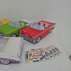Lot Of 4 Cardboard Cruisers With Stickers Yellow Green Red Purple