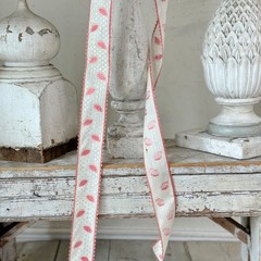 2.63 yards x 1.75 antique Pink French Ribbon silk woven 18th century note hand