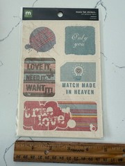 Making Memories Moxie Fab Stickers Self Adhesive Fabric Romance 5PC Scrapbooking