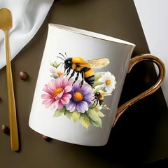 8pcs Flower and Bee DTF Cup Wraps Winter UV DTF Transfer Waterproof Sticker f…
