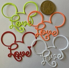 I LOVE MICKEY Die-Cut Set(4pc) Disney•Cartoon•Mouse•Head •Valentine•Card Making•