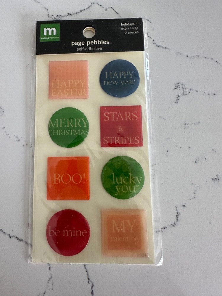 Making Memories ~ Holidays 1 ~ X-Large 6 PC Self Adhesive Page Pebbles Scrapbook