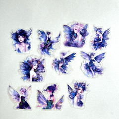 Holographic Purple Fairy Stickers Junk Journal Collage Scrapbooking