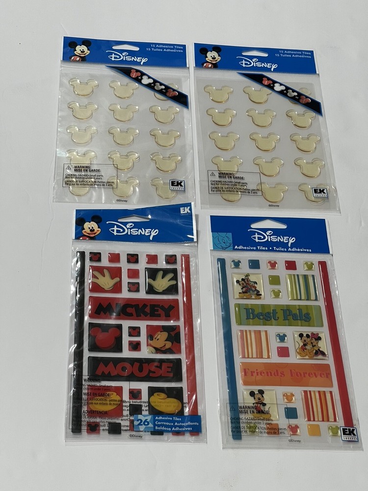 Disney 4 Packages EK Success Mickey Mouse 3D Epoxy Tiles stickers