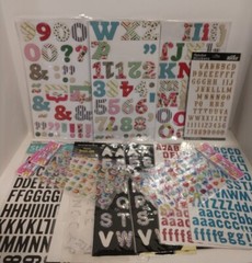 Lot of Alphabet, Letters & Number Stickers ~ 14 Sheets ~ Cardboard,Glitter,Puffy
