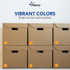 Fluorescent Orange Circle Dot Stickers 1500 Labels