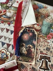 100 Pc Vintage Patriotic Americana Junk Journal Kit July 4th Ephemera Tags USA