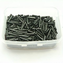 800 Glass Tube Bugle Beads 2X12mm Opaque Black + Storage Box