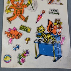 Vintage Puffy Stickers Sheet STICK-ONS Retro Scrapbook Craft Hobby