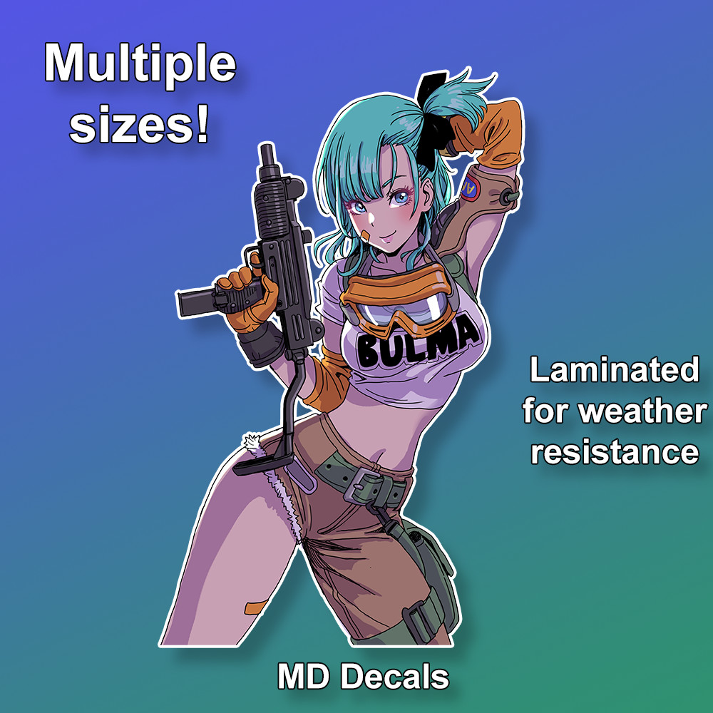 Dragon Ball Bulma sticker, anime girl laminated glossy vinyl waterproof