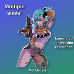 Dragon Ball Bulma sticker, anime girl laminated glossy vinyl waterproof
