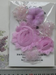 PLUM MAUVE Fabric Flower Mix – 6 Pk Organza 40-60mm NJC G4 EB