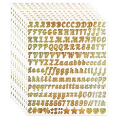 10 Sheets Letter Number Stickers, 1/2 Inch Self-Adhesive Vinyl Alphabet Gold