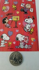 (13) SMALL SNOOPY STICKERS PEANUTS VALENTINE’S DAY GLITTER * WOODSTOCK SCRAPBOOK