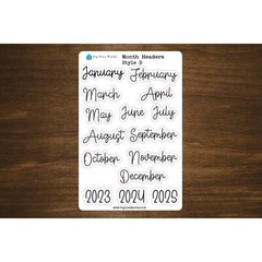Month Header Planner Stickers | Month Names Sticker | Style D