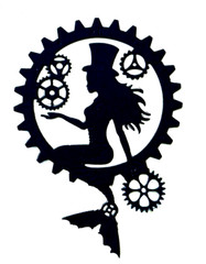 MERMAID/ MERMAIDS, STEAMPUNK! SITTING ON & IN GEARS, SILHOUETTE DIE CUT/ CUTS
