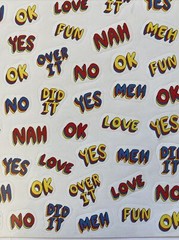 SHORT PHRASE Stickers(50pc) Words•No•Nah•Meh•Over It•Yes •Love•Ok•Fun•Did It•