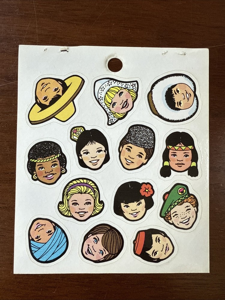 Vintage Redi-Stix Children of the World Sticker Sheet Standard Publishing USA