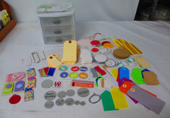 Mixed Scrapbooking Supplies Lot Craft Tags Labels Accents + Organizer NEW