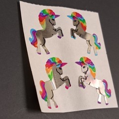 Vintage 1986 Sandylion foil shiny Unicorn Stickers Rearing Rainbow Mylar Mod