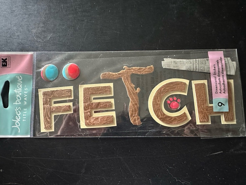 Jolee’s Boutique FETCH Title Waves Scrapbook Stickers Dog Puppy Tennis Ball