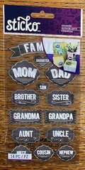 Sticko Chalk Label Family Mom Dad Sister Brother Grandma Grandpa Aunt Uncle Titl