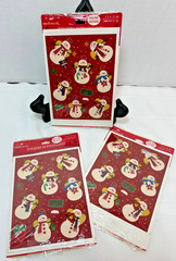 Vintage Hallmark Snowman Angels Sticker 3 Pkgs New Sealed