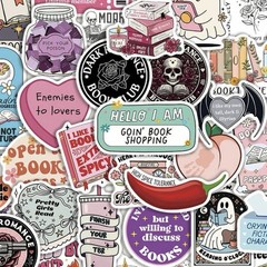 50pc Romantic Reading Sticker Lot Cute Book Lover Decal Set Laptop, Journaling