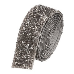 1 Inch x 1 Yard Crystal Rhinestone Sticker Ribbon Silver Grey