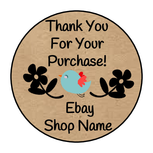 30 THANK YOU EBAY ORDER KRAFT COLOR1.5 INCH LABELS ROUND STICKERS ENVELOPE SEALS
