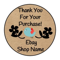 30 THANK YOU EBAY ORDER KRAFT COLOR1.5 INCH LABELS ROUND STICKERS ENVELOPE SEALS