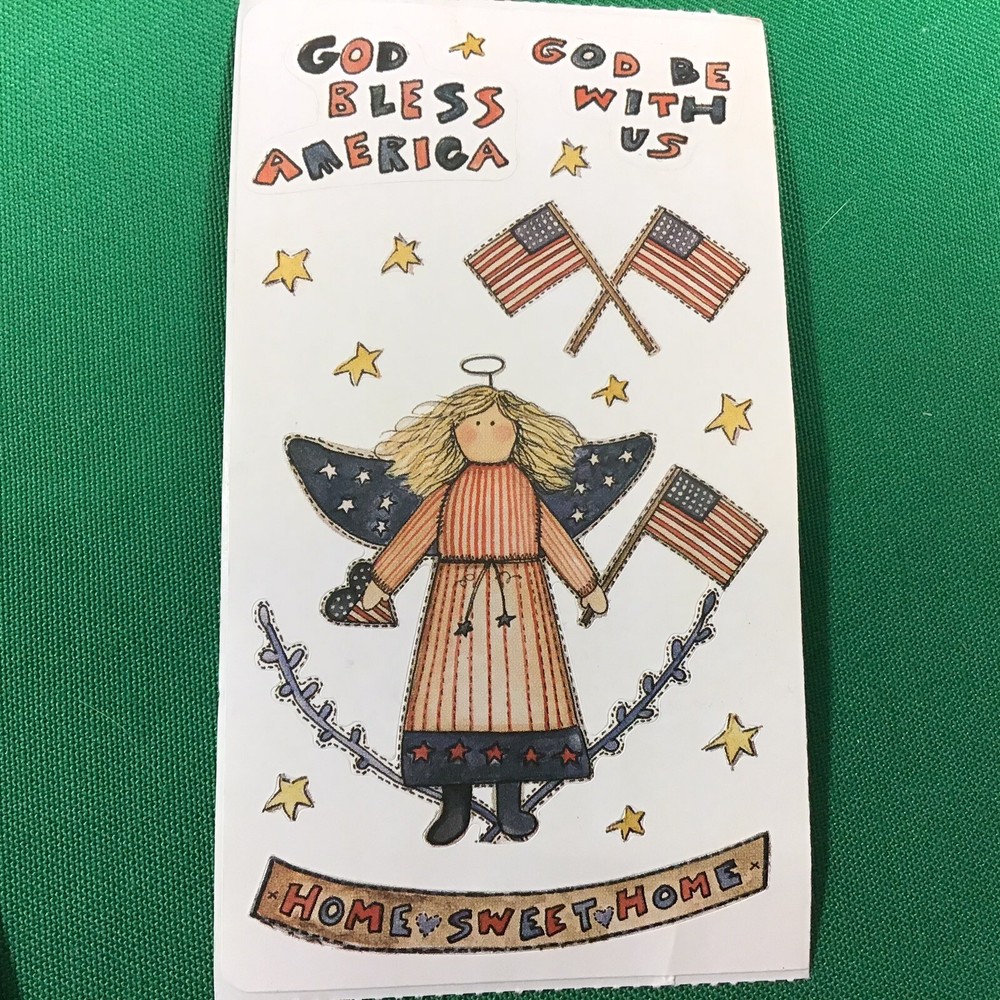 God Bless America Patriotic Angel Flags Home Sweet Home SCRAPBOOK Stickers